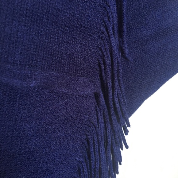Soft Navy Blue Wrap with fringe, one size - Picture 3 of 6